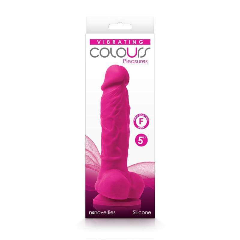 Colours Pleasures Vibrating 5" Silicone Dildo - Pink - Thorn & Feather Sex Toy Canada