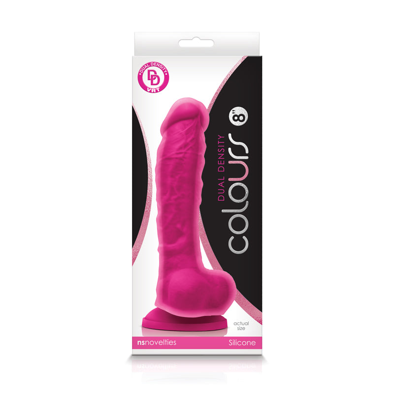Colours Pleasures Dual Density 8" Dildo - Pink - Thorn & Feather Sex Toy Canada