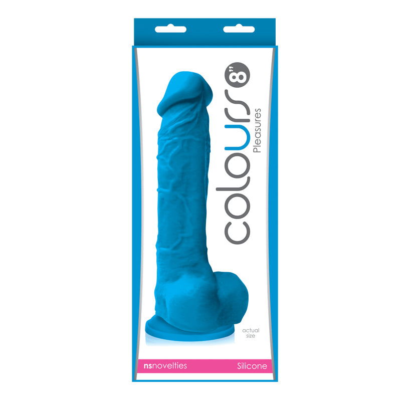 Colours Pleasure 8" Silicone Dildo - Blue - Thorn & Feather Sex Toy Canada