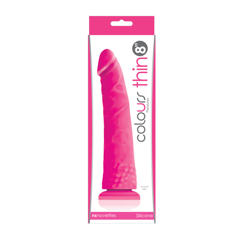 Colours Pleasures Thin 8" Dildo - Pink - Thorn & Feather Sex Toy Canada