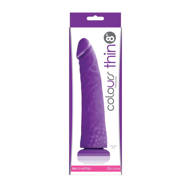 Colours Pleasures Thin 8" Dildo - Purple - Thorn & Feather Sex Toy Canada
