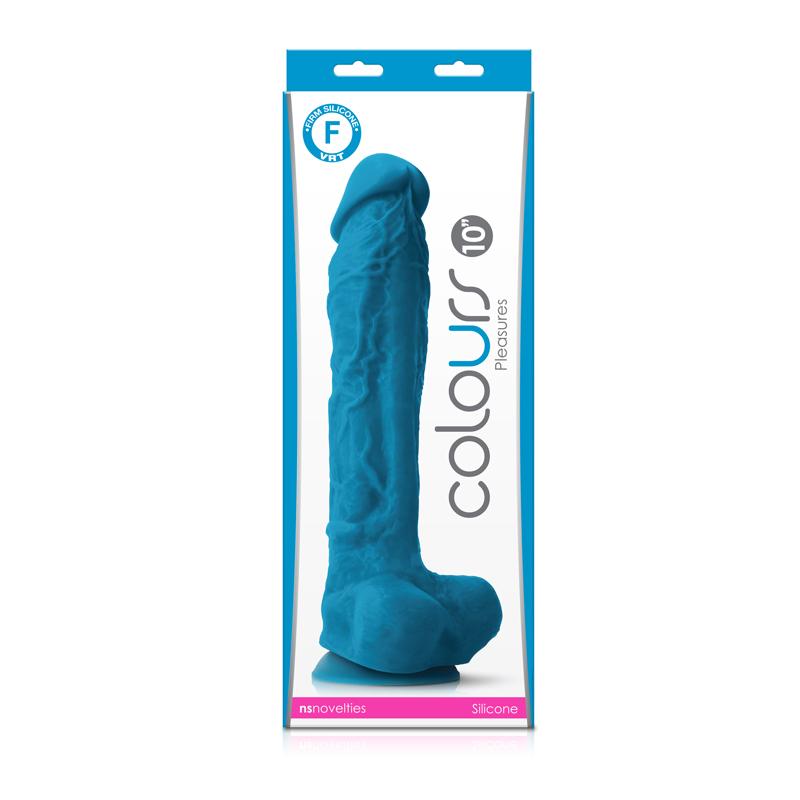Colours Pleasures 10" Silicone Dildo - Blue - Thorn & Feather Sex Toy Canada