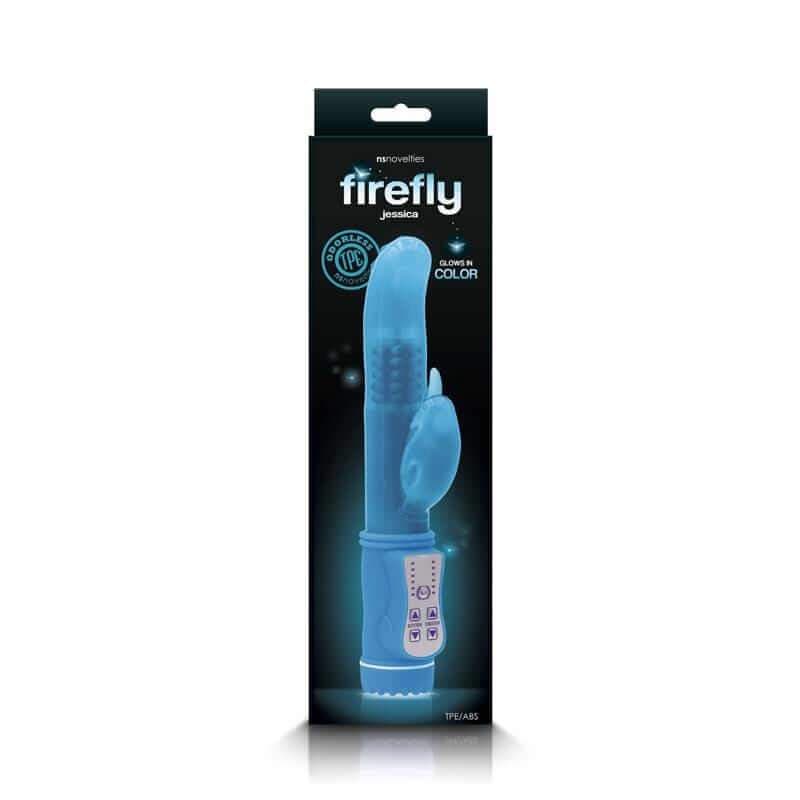 Firefly Jessica Glow In The Dark Rabbit Vibrator - Blue - Thorn & Feather Sex Toy Canada