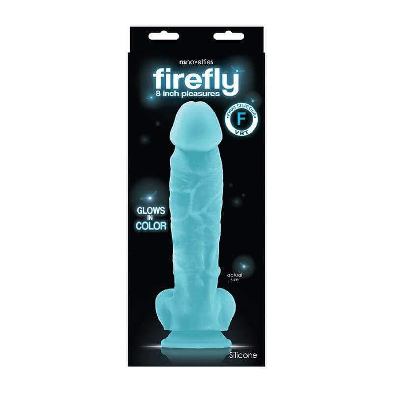 Firefly 8" Glow In The Dark Dildo - Blue - Thorn & Feather Sex Toy Canada