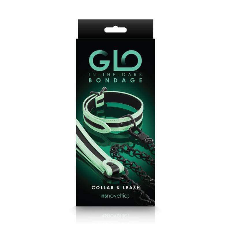 GLO Bondage Collar and Leash - Green - Thorn & Feather Sex Toy Canada