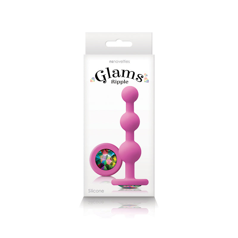 Glams Ripple Rainbow Gem Anal Beads - Pink - Thorn & Feather Sex Toy Canada