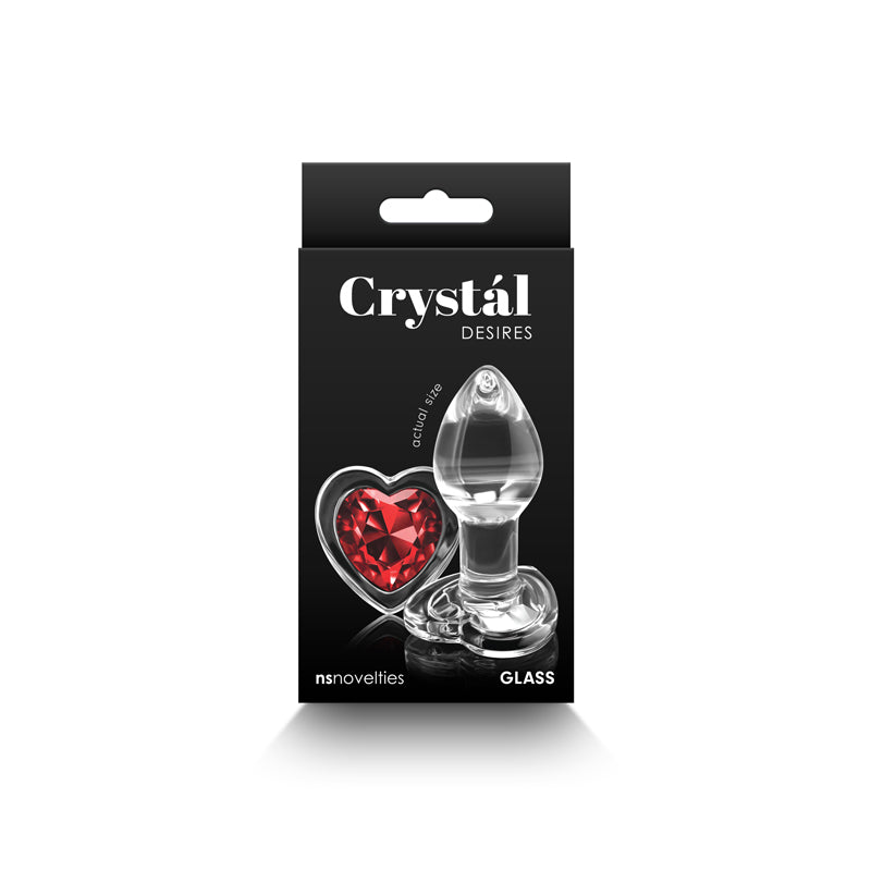 Crystal Desires レッドハート ガラスプラグ - S
