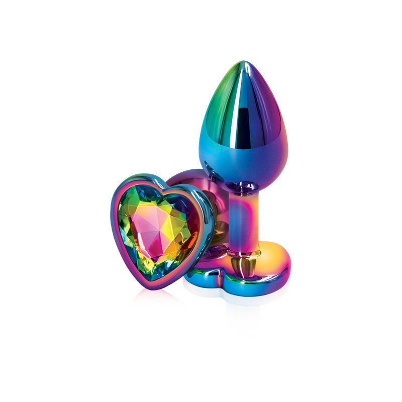 Rear Assets Multicolor Heart Plug - Small, Rainbow - Thorn & Feather Sex Toy Canada