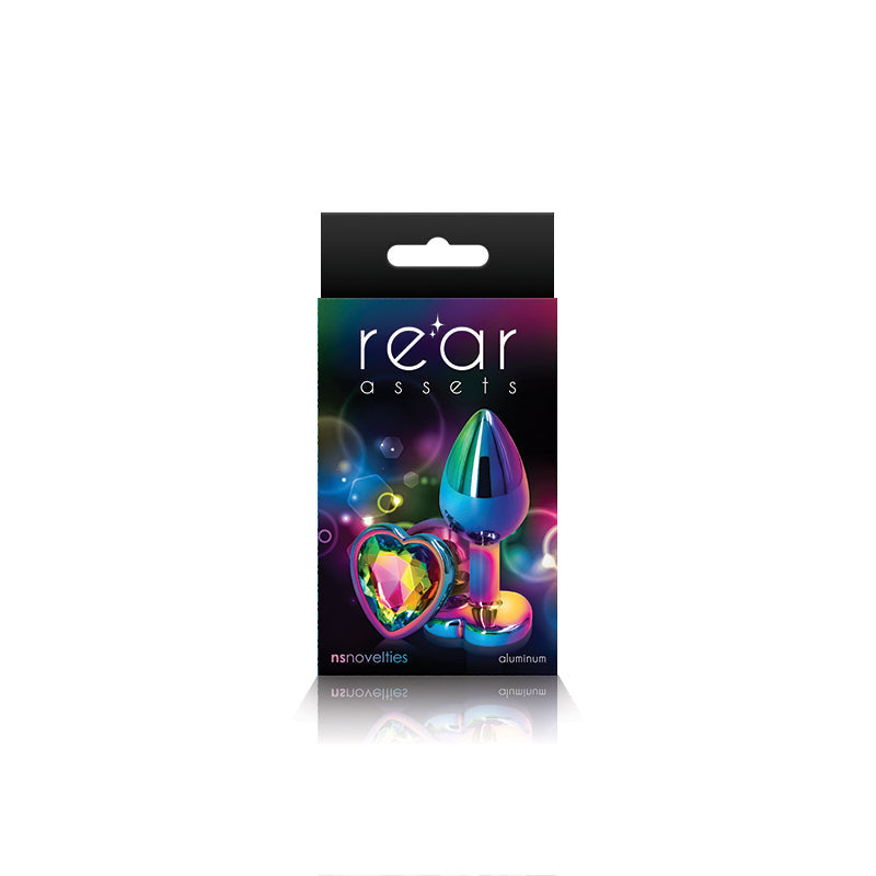 Rear Assets Multicolor Heart Plug - Small, Rainbow - Thorn & Feather Sex Toy Canada