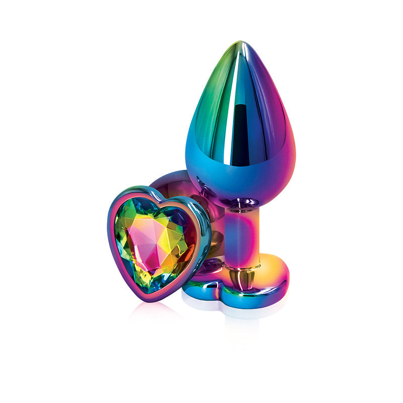 Rear Assets Multicolour Heart Plug - Medium, Rainbow - Thorn & Feather Sex Toy Canada