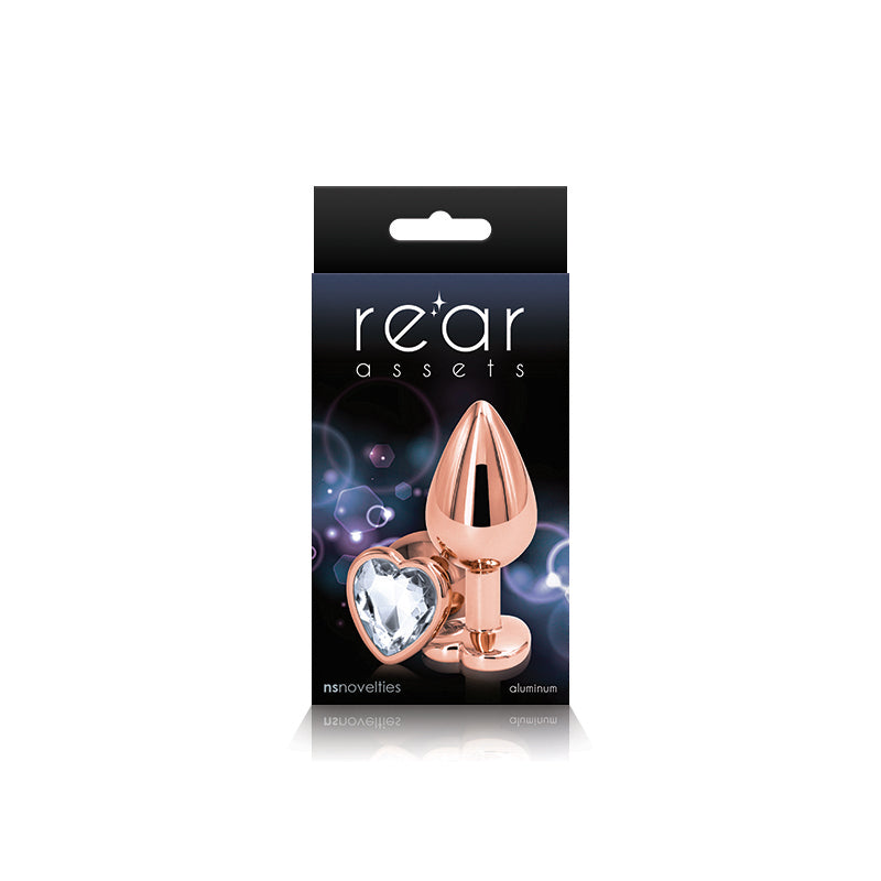 Rear Assets Rose Gold Heart Plug - Medium, Clear