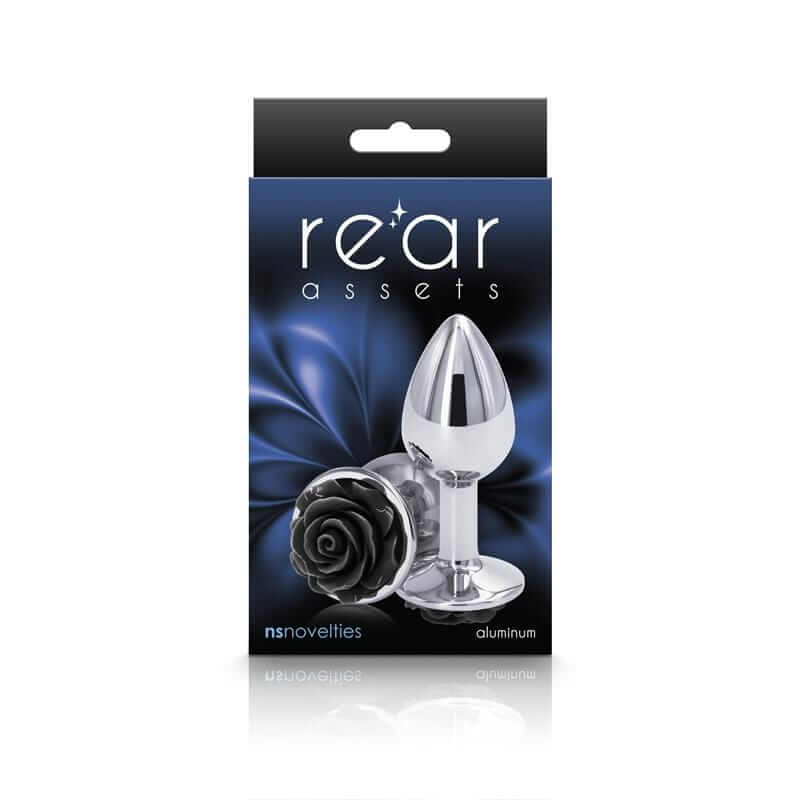 Rear Assets Rose Butt Plug - Small, Black - Thorn & Feather Sex Toy Canada