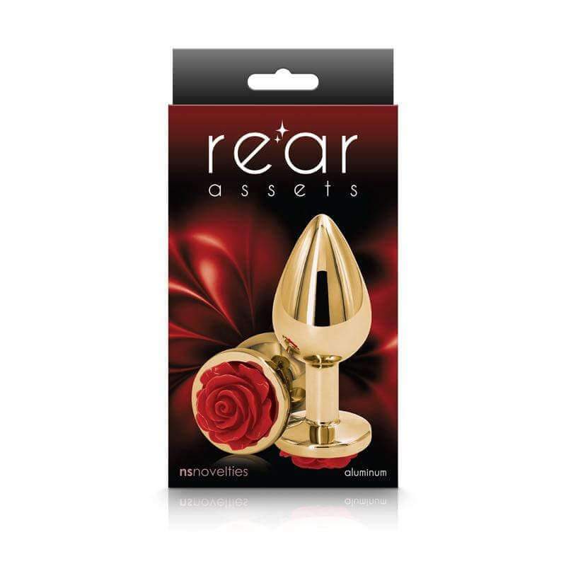 Rear Assets Rose Butt Plug - Medium, Red - Thorn & Feather Sex Toy Canada