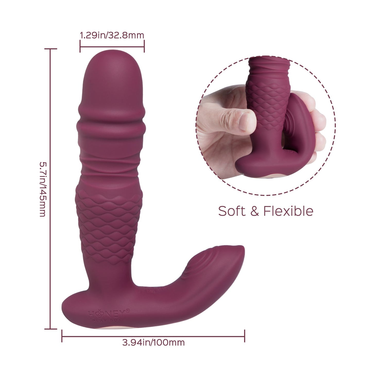Vibromasseur point G et clitoris à poussée contrôlée par application RYDER