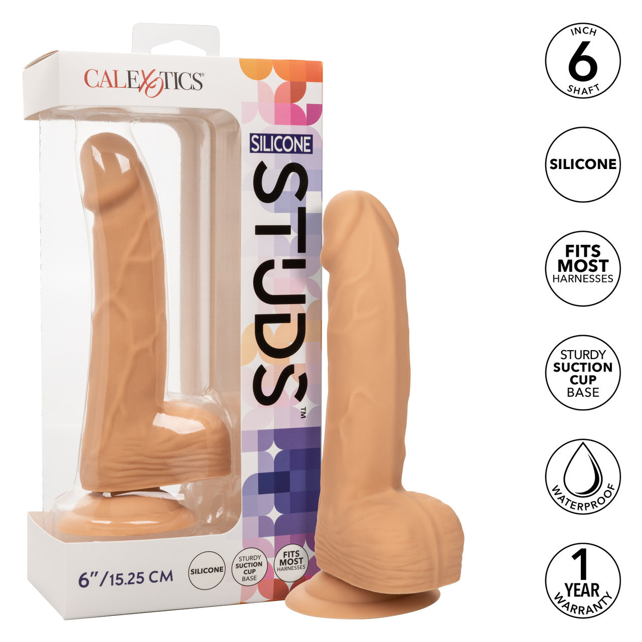 Silicone Studs Realistic Dildo - 6"/15.25 cm, Ivory - Thorn & Feather Sex Toy Canada