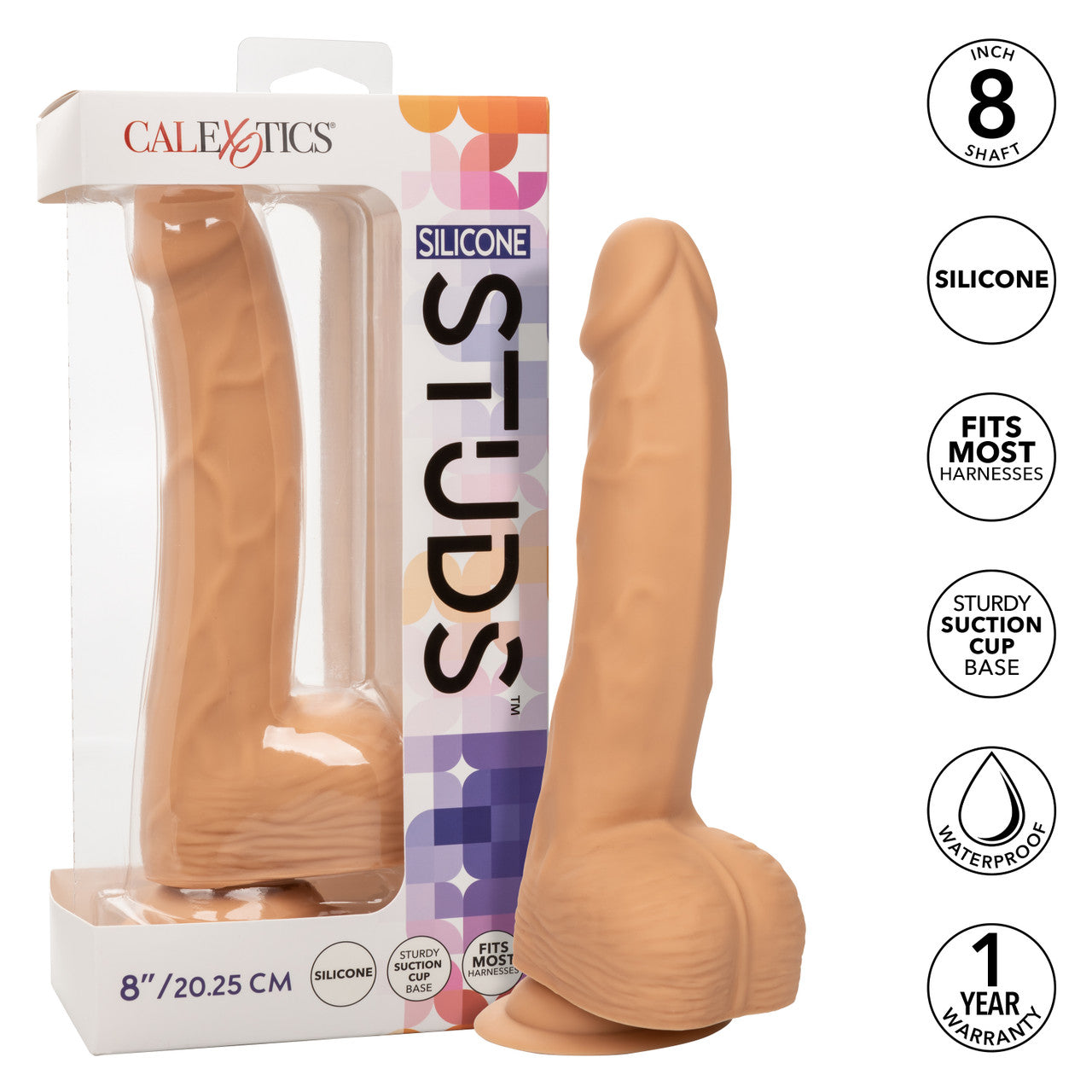 Silicone Studs Realistic Dildo - 8"/20.25 cm, Ivory - Thorn & Feather Sex Toy Canada