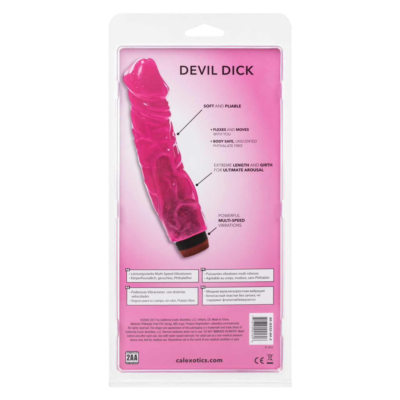 Devil Dick 8.5" Vibrating Dildo - Hot Pink - Thorn & Feather Sex Toy Canada
