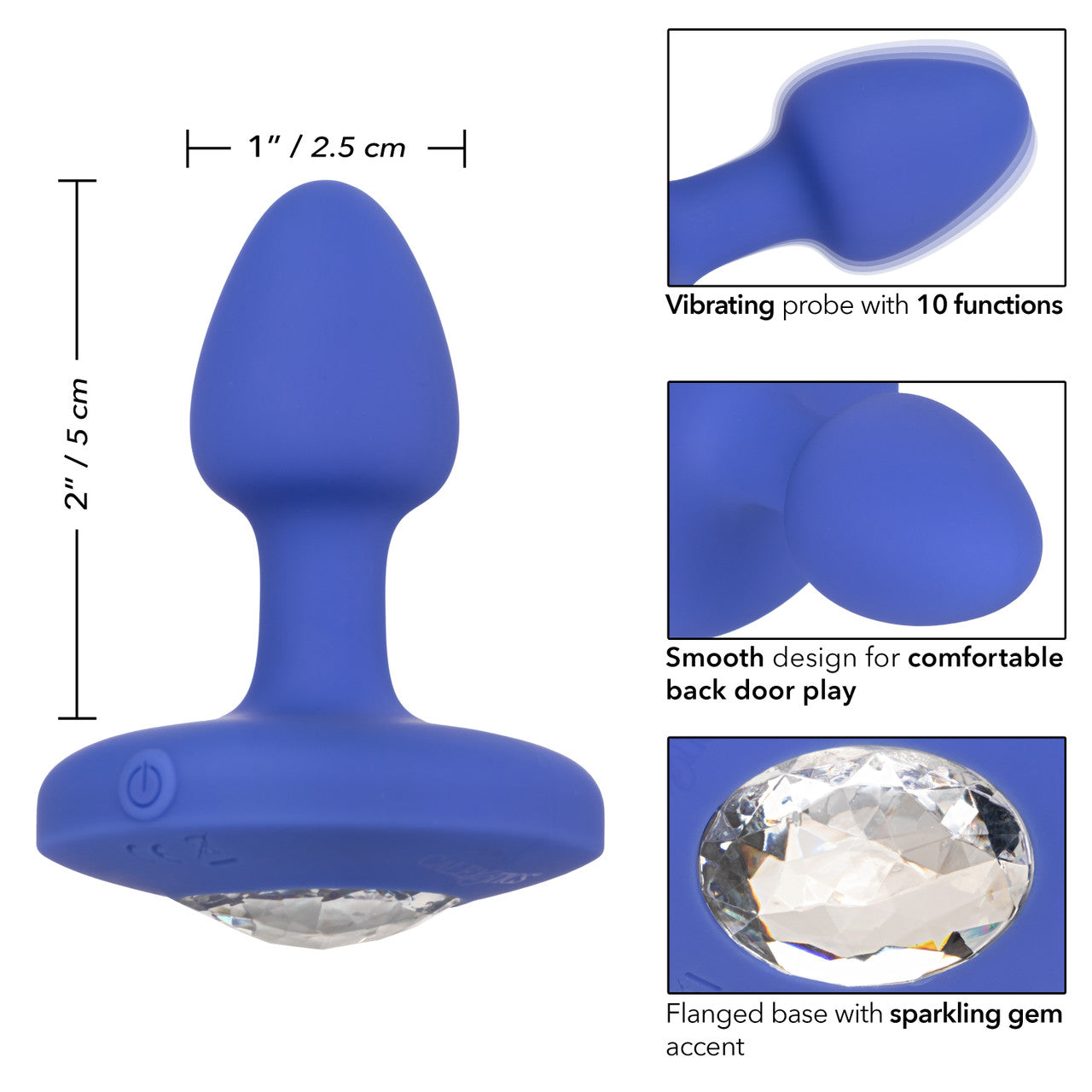 Cheeky Gems 小型充電式振動プローブ - ブルー