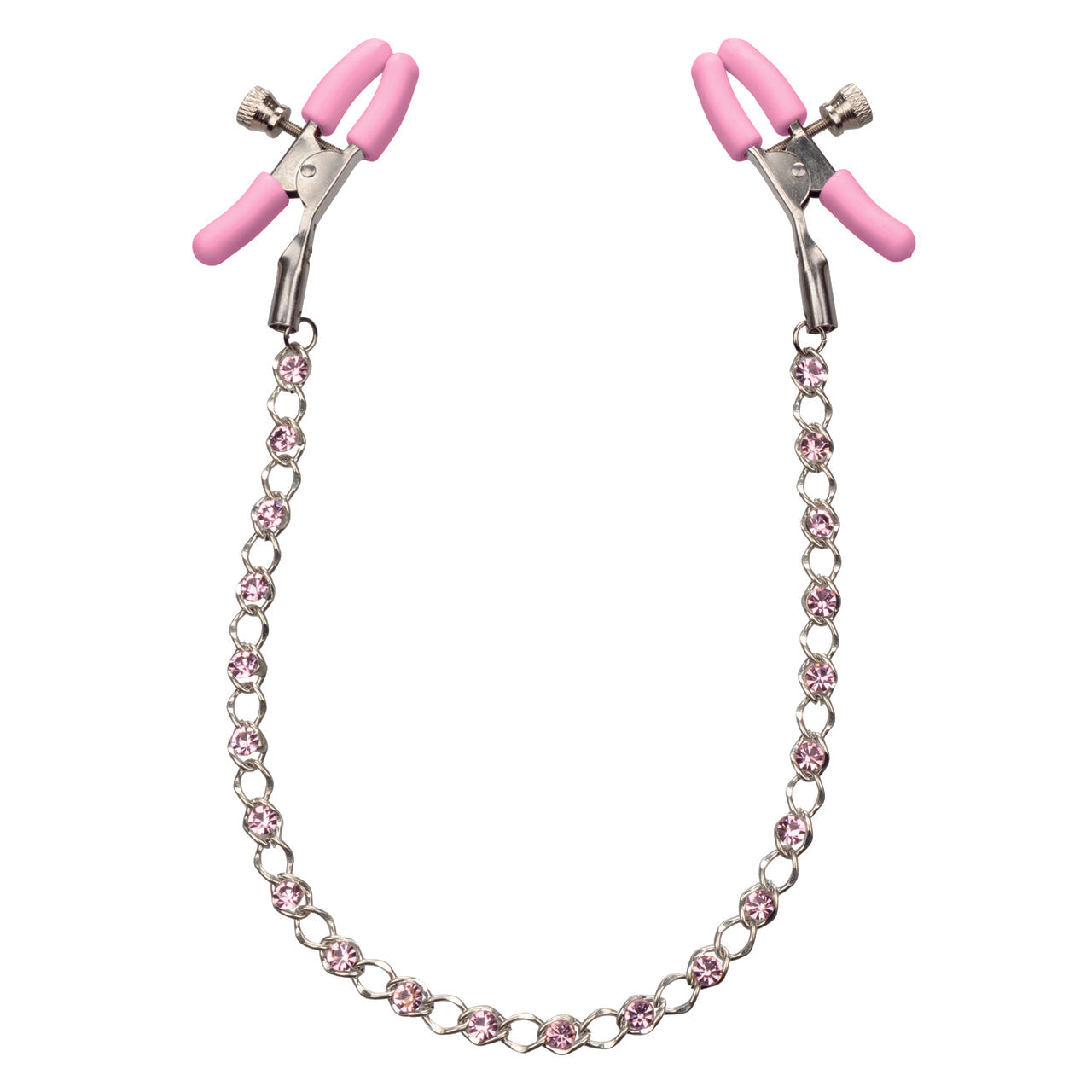 Nipple Play Crystal Chain Nipple Clamps - Pink - Thorn & Feather Sex Toy Canada