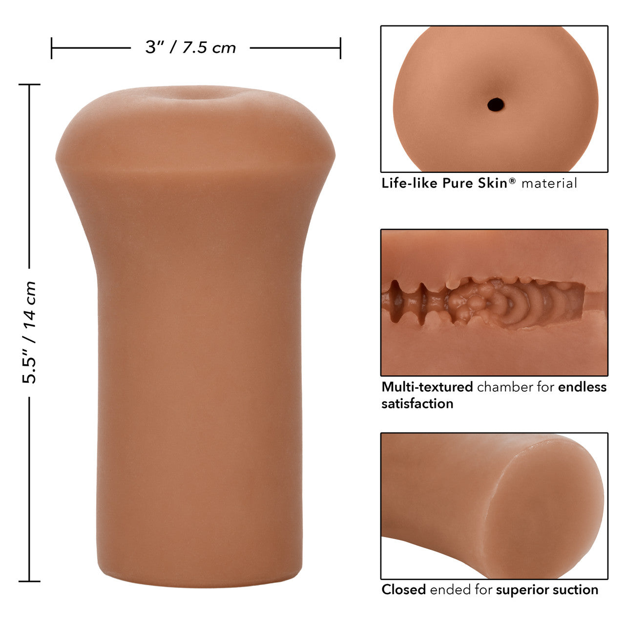 Boundless Neutral Pocket Pussy Stroker - Brown - Thorn & Feather Sex Toy Canada