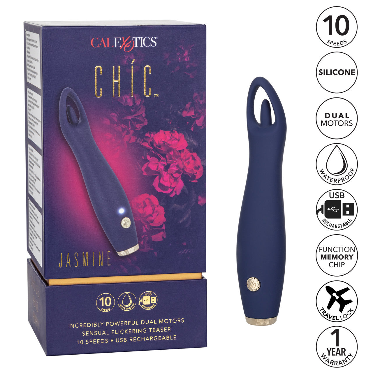 Stimulateur clitoridien rechargeable en silicone Chic Jasmine 