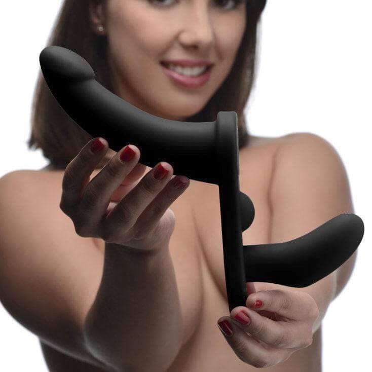 Double Take 10X Double Penetration Vibrating Strap-on Harness - Black - Thorn & Feather Sex Toy Canada