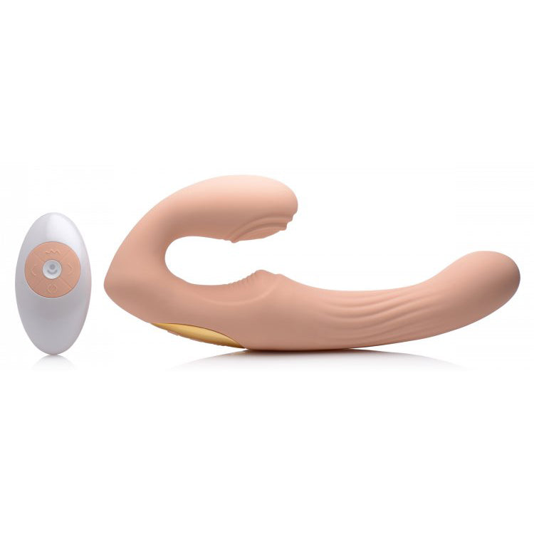 15X U-Pulse Silicone Pulsating and Vibrating Strapless Strap-on with Remote - Thorn & Feather Sex Toy Canada