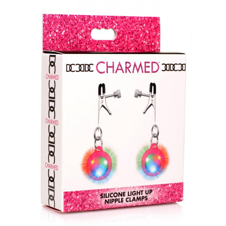 Charmed Silicone Light Up Nipple Clamps - Thorn & Feather Sex Toy Canada