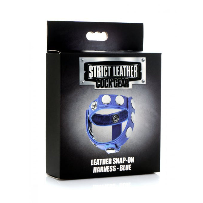 Strict Leather Cock Gear Leather Snap-on Cock Harness - Blue - Thorn & Feather Sex Toy Canada