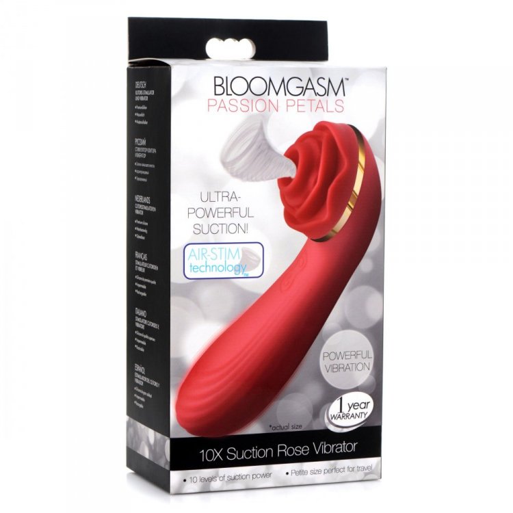 Passion Petals 10X Silicone Suction Rose Vibrator - Red - Thorn & Feather Sex Toy Canada