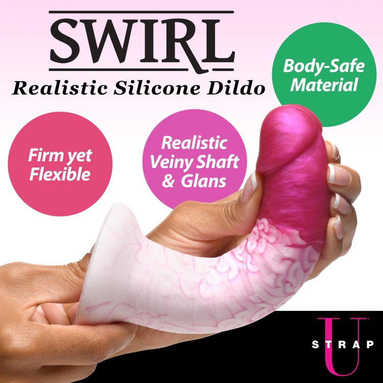 Real Swirl Realistic Silicone Dildo - Pink - Thorn & Feather Sex Toy Canada