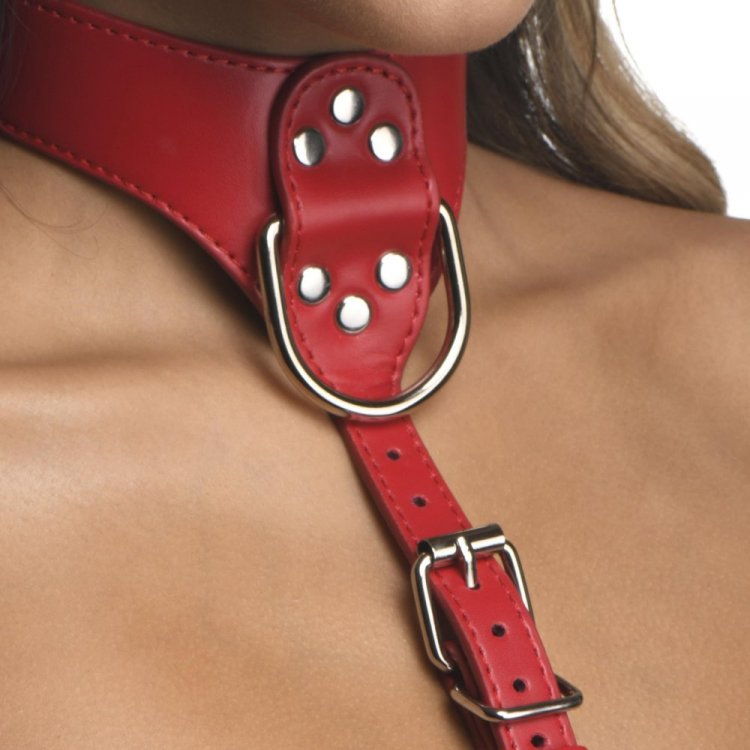 Strict Red Female Chest Harness - M/L - Thorn & Feather Sex Toy Canada