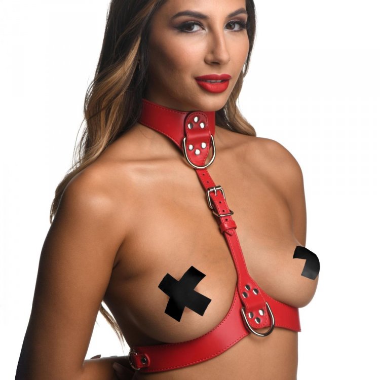 Strict Red Female Chest Harness - M/L - Thorn & Feather Sex Toy Canada