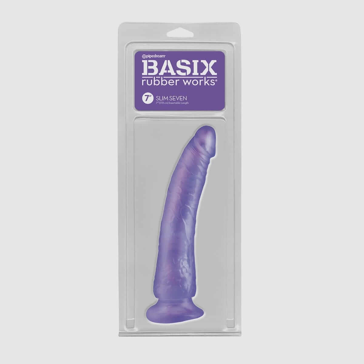 Basix Rubber Works - Slim 7" with Suction Cup - Purple - Thorn & Feather Sex Toy Canada