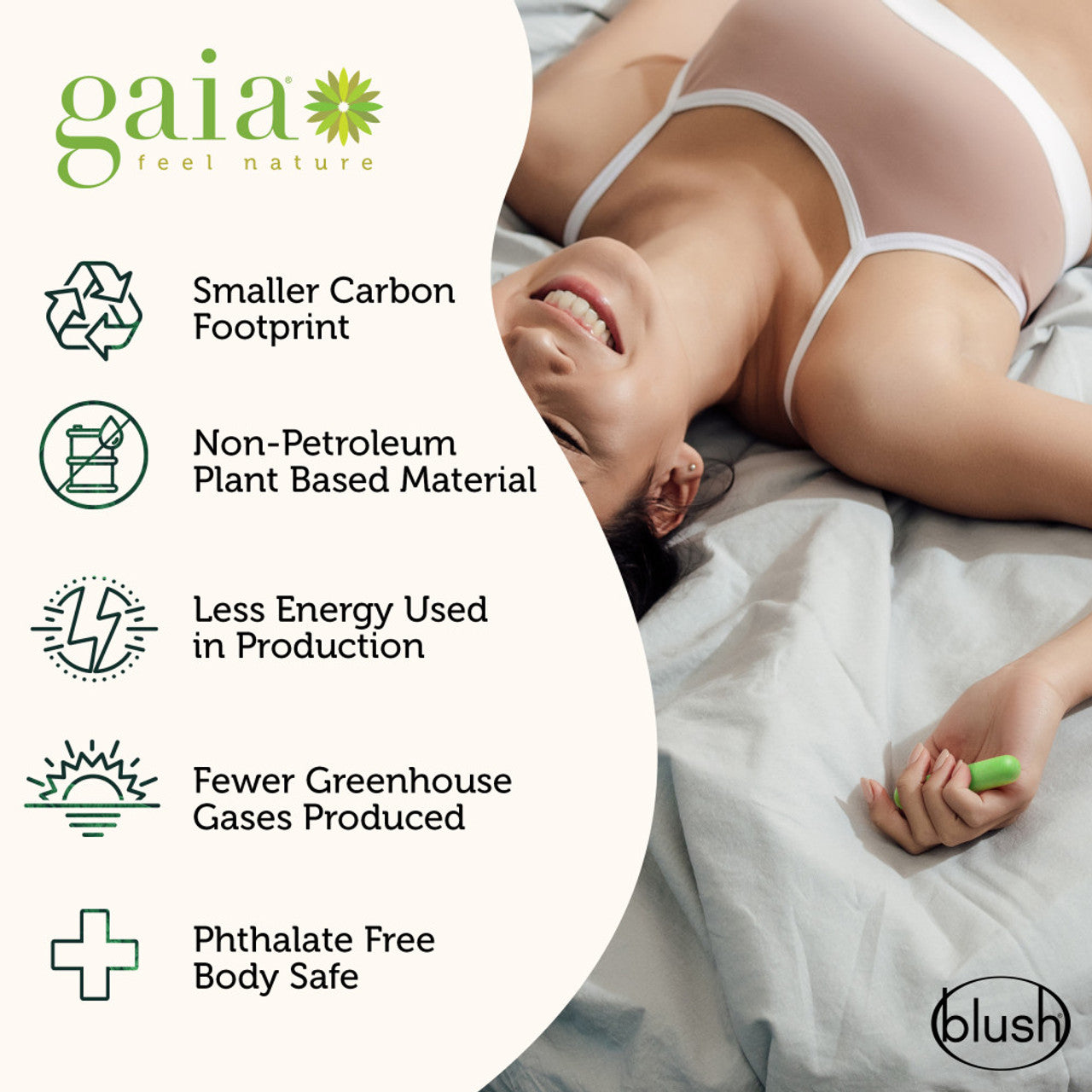 Gaia Eco Biadegradable Bullet Vibrator - Green - Thorn & Feather Sex Toy Canada