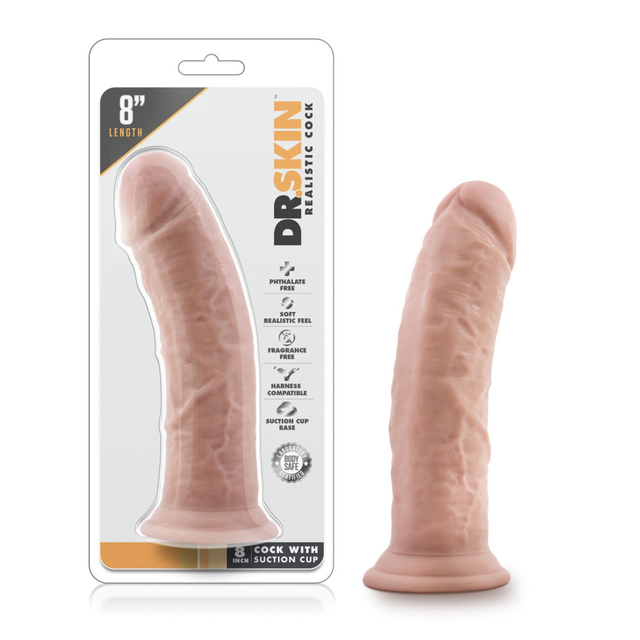 Dr. Skin 8 Inch Cock With Suction Cup - Vanilla - Thorn & Feather Sex Toy Canada