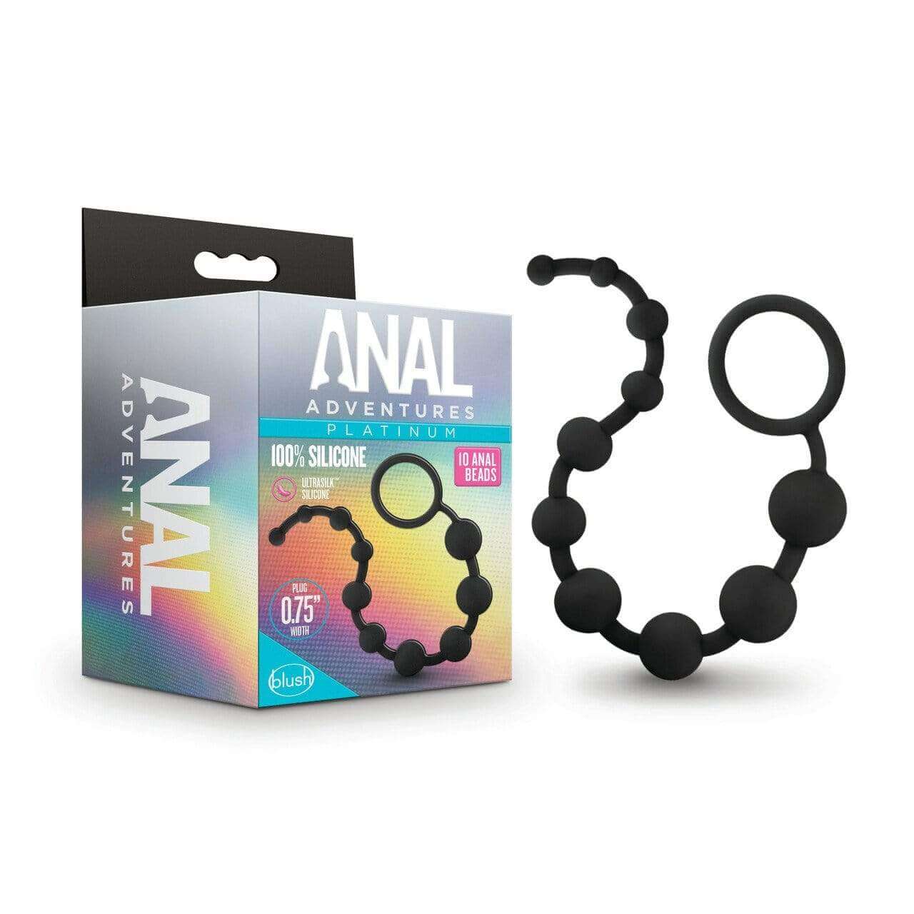 Silicone 10 Anal Beads - Black - Thorn & Feather Sex Toy Canada