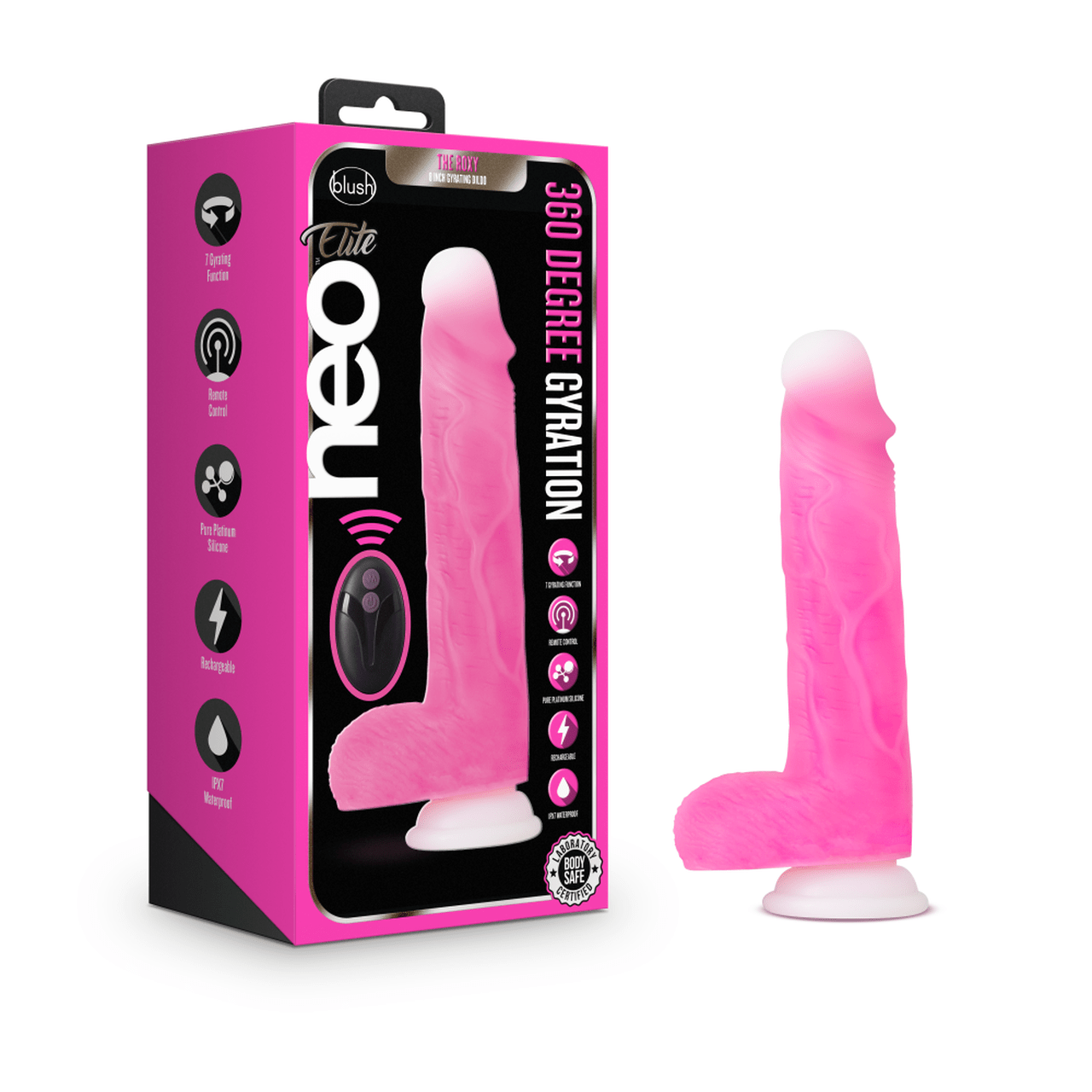 Neo Elite Encore 8 Inch Gyrating Dildo - Pink - Thorn & Feather Sex Toy Canada