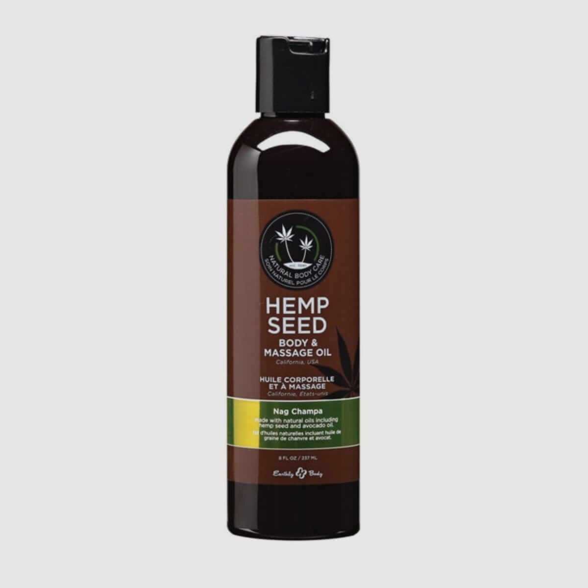 Earthly Body Hemp Seed Massage Oil - Nag Champa, 8oz/236ml - Thorn & Feather Sex Toy Canada