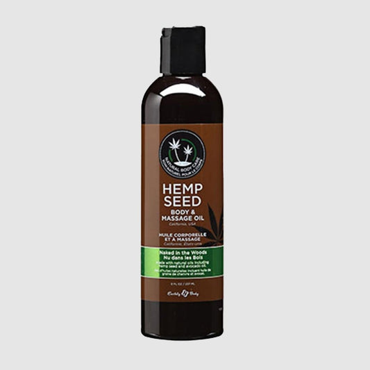 Earthly Body Hemp Seed Massage Oil - Naked in the Woods, 8oz/236ml - Thorn & Feather Sex Toy Canada