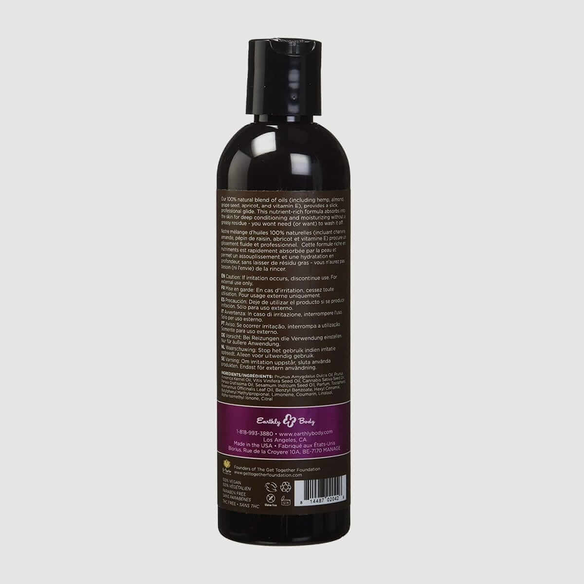 Earthly Body Hemp Seed Massage Oil - Skinny Dip, 8oz/236ml - Thorn & Feather Sex Toy Canada