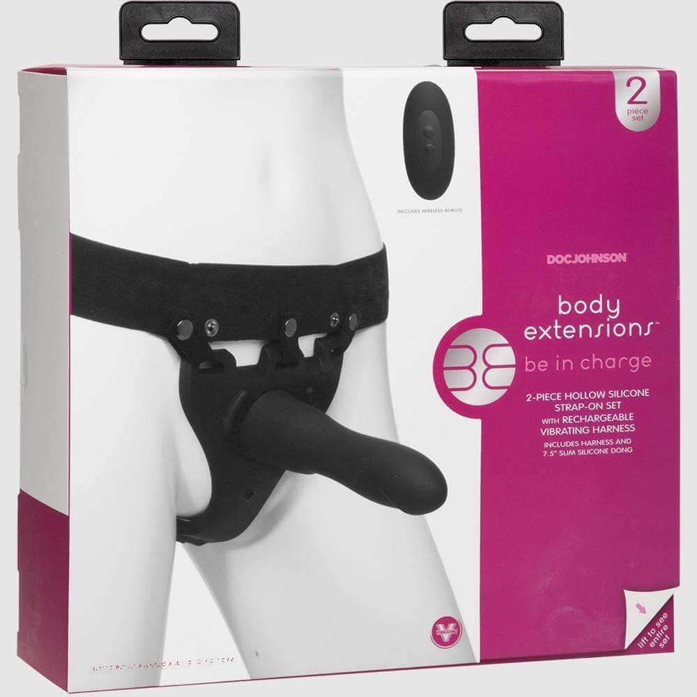 Body Extensions Be In Charge Strap-On Set with Vibrating Harness - Thorn & Feather Sex Toy Canada