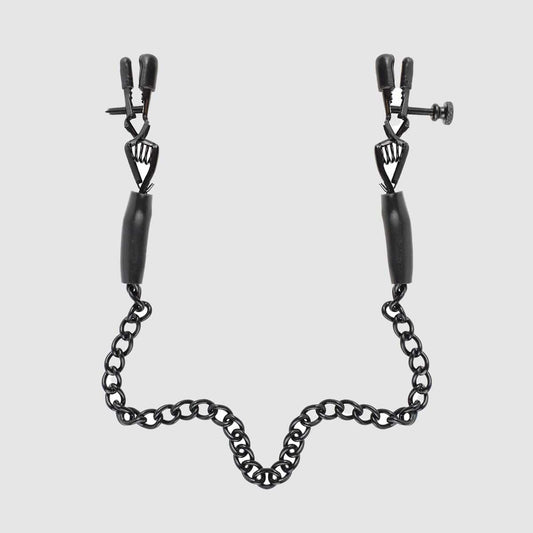Fetish Fantasy Series Adjustable Nipple Chain Clamps - Black - Thorn & Feather Sex Toy Canada