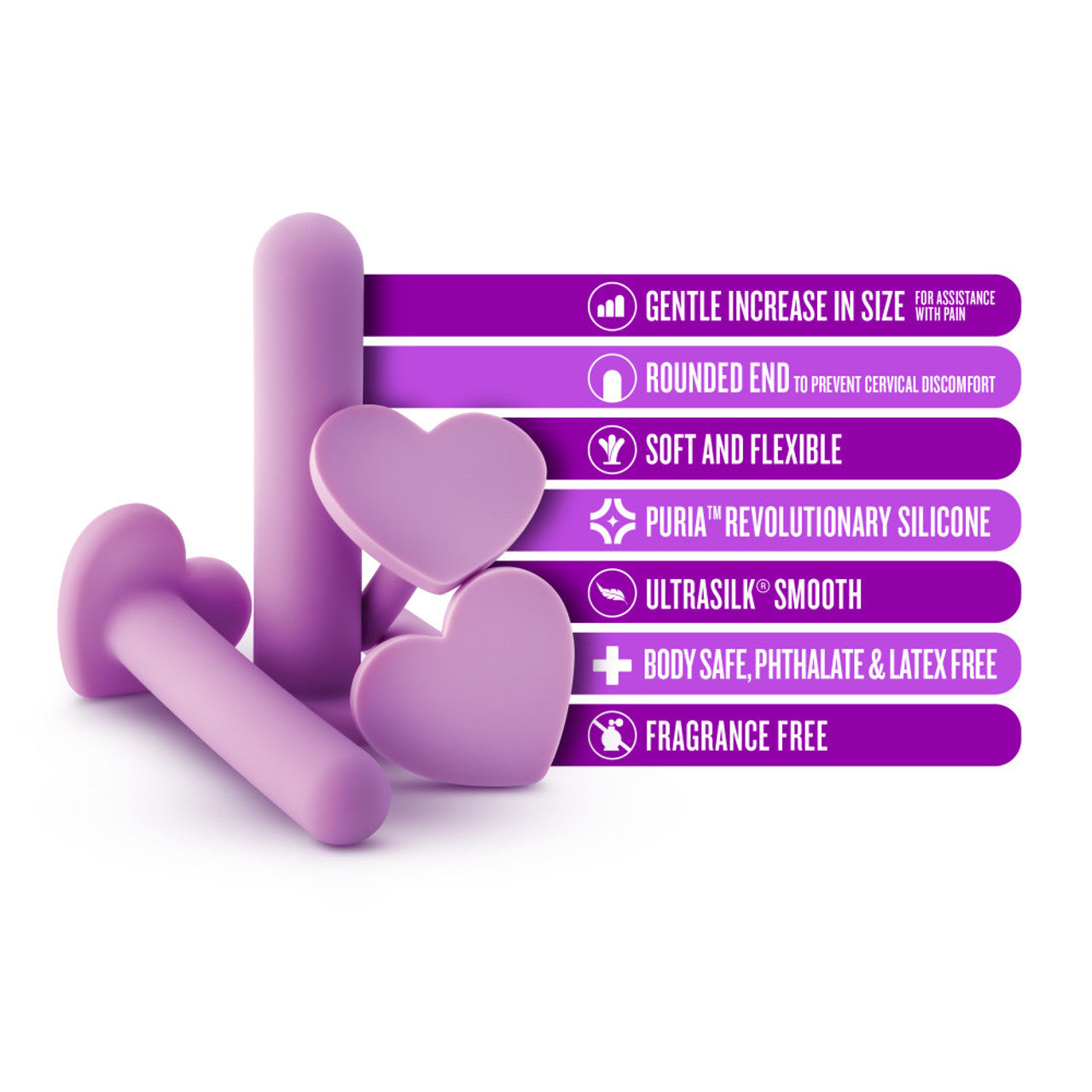 Wellness Heart Shaped Base Dilator Kit - Purple - Thorn & Feather Sex Toy Canada