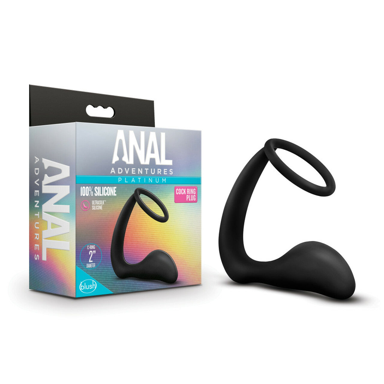 Anal Adventures Platinum Cock Ring Plug - Black - Thorn & Feather Sex Toy Canada