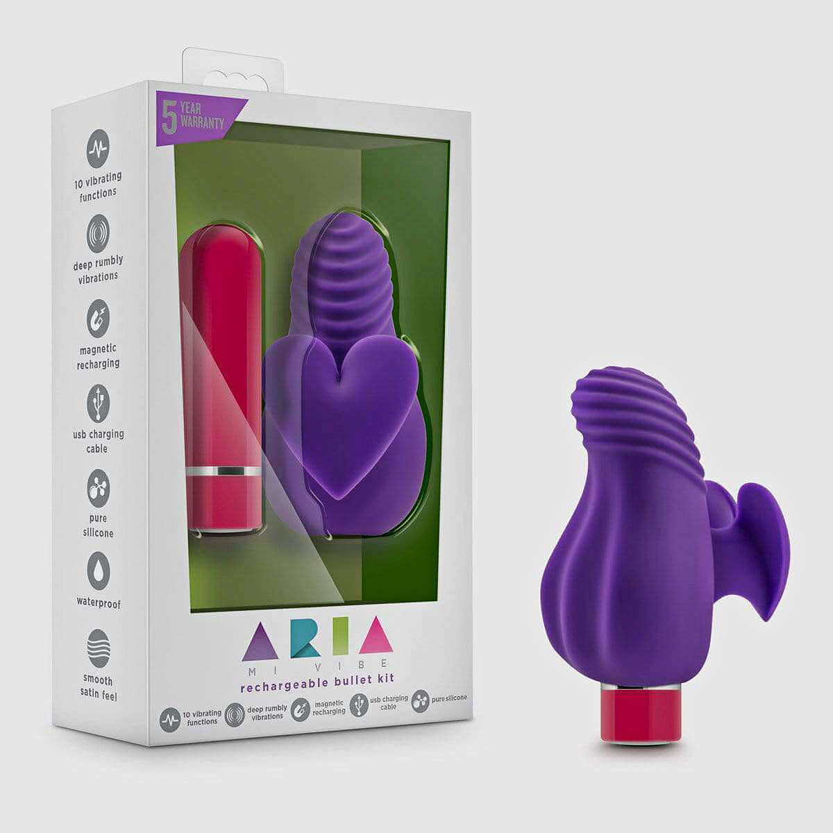Aria Mi Vibe Rechargeable Bullet Kit - Plum - Thorn & Feather Sex Toy Canada
