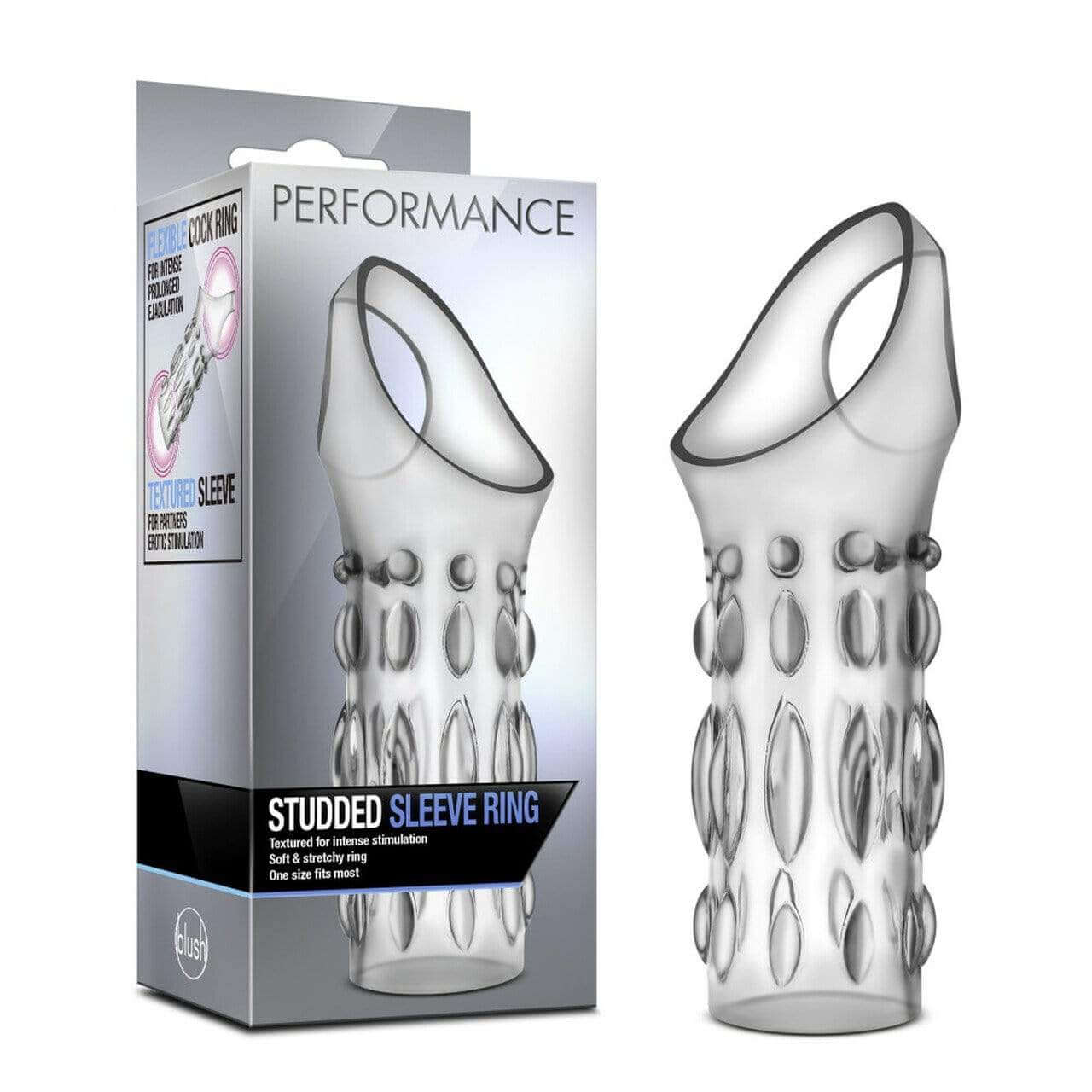 Performance Studded Sleeve Ring - Clear - Thorn & Feather Sex Toy Canada
