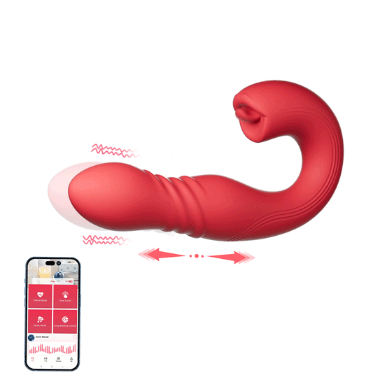 JOI THRUST Vibromasseur point G et lèche-clitoris à poussée contrôlée par application 
