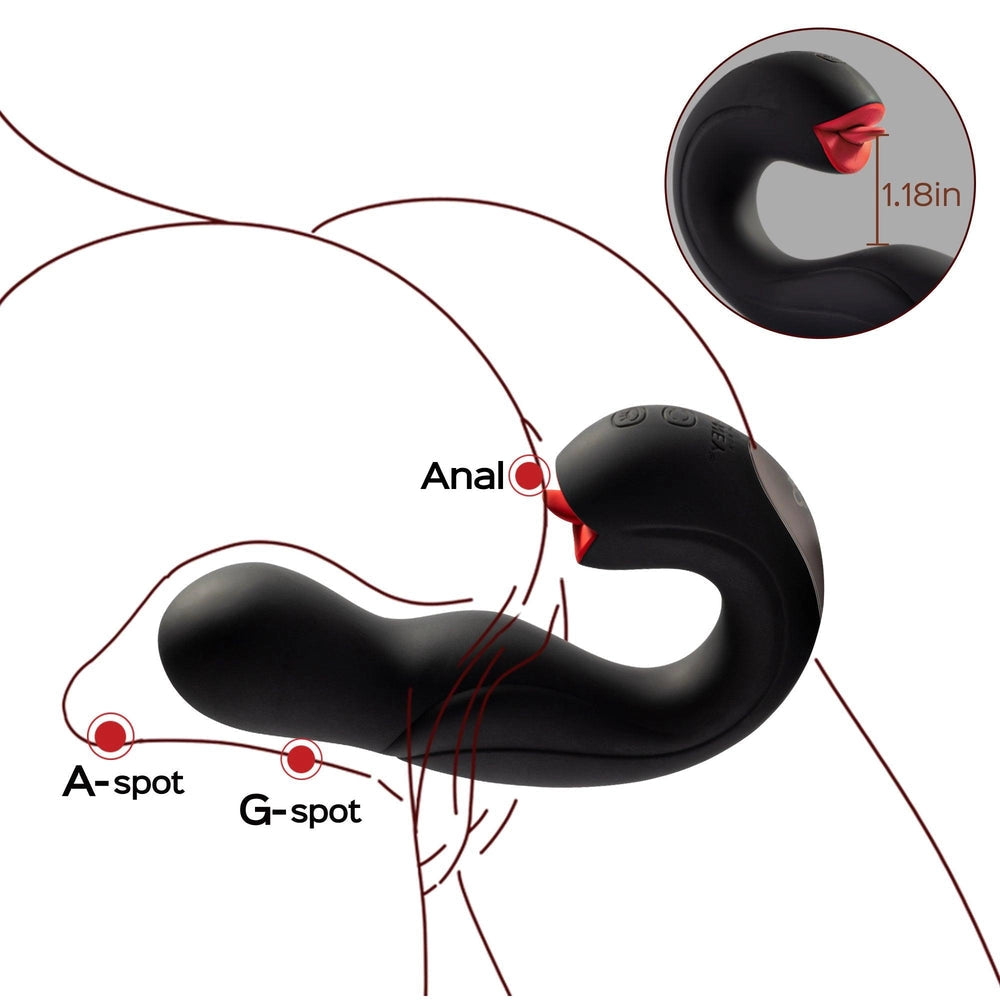 Vibromasseur point G et lèche-clitoris à tête rotative JOI PRO