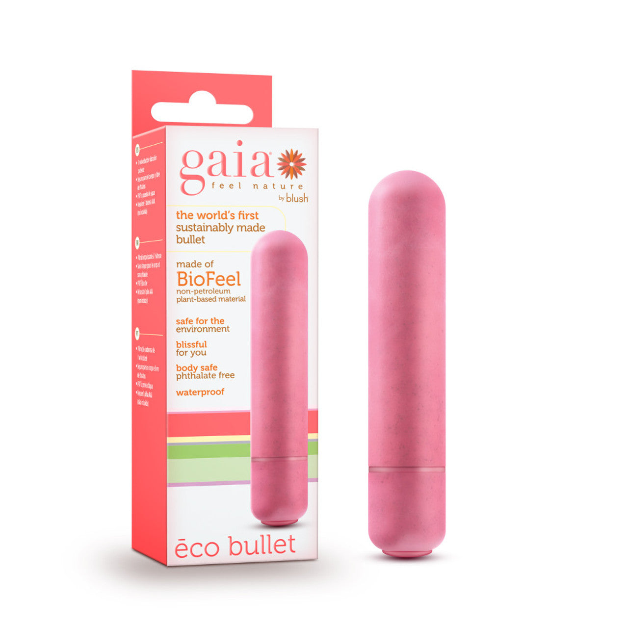 Gaia Eco Biadegradable Bullet Vibrator - Coral - Thorn & Feather Sex Toy Canada